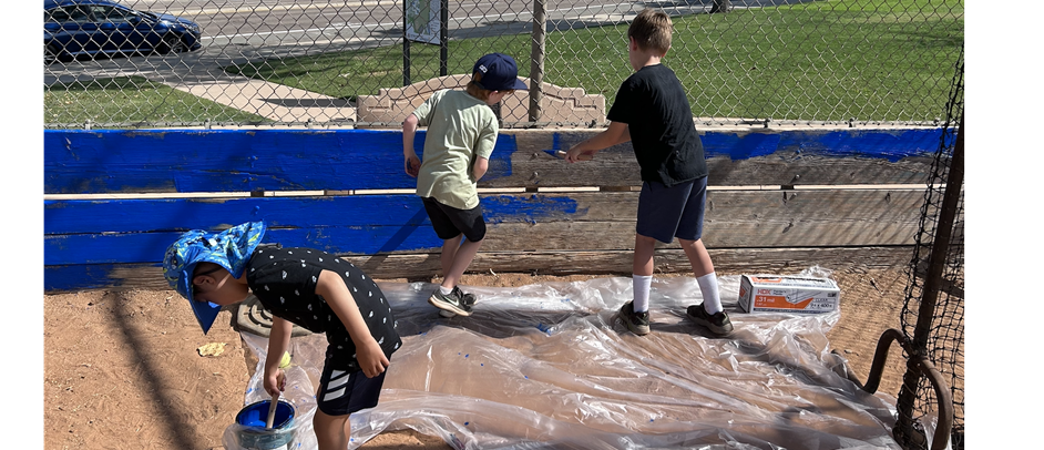 Painting the backstop...